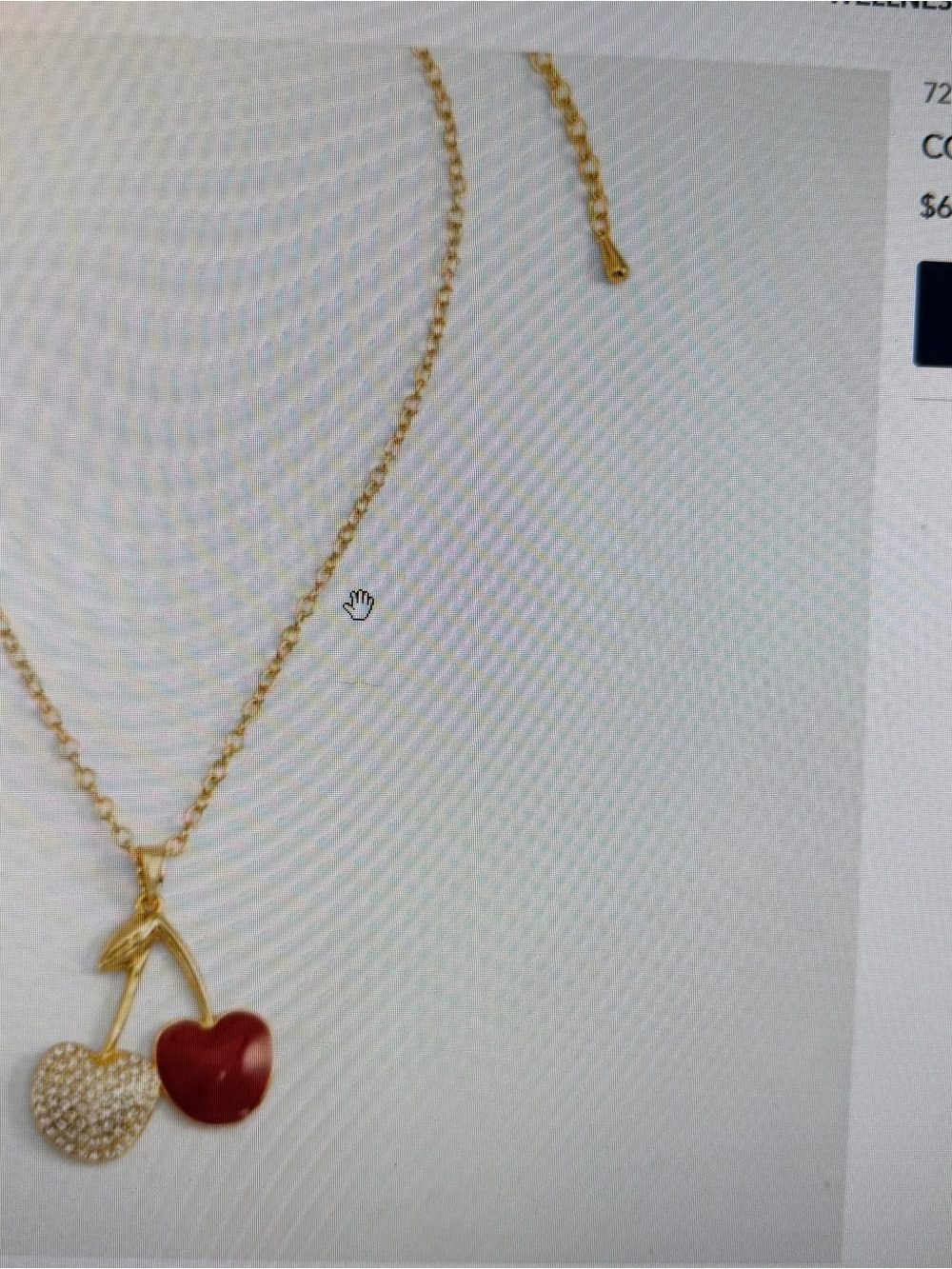 Gold Cherry Pendant Necklace with Red and Crystal Accents by